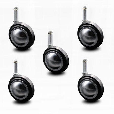 3 Inch Bright Chrome Soft Tread Ball Caster–7/16 Inch Grip Ring Stem, 5PK